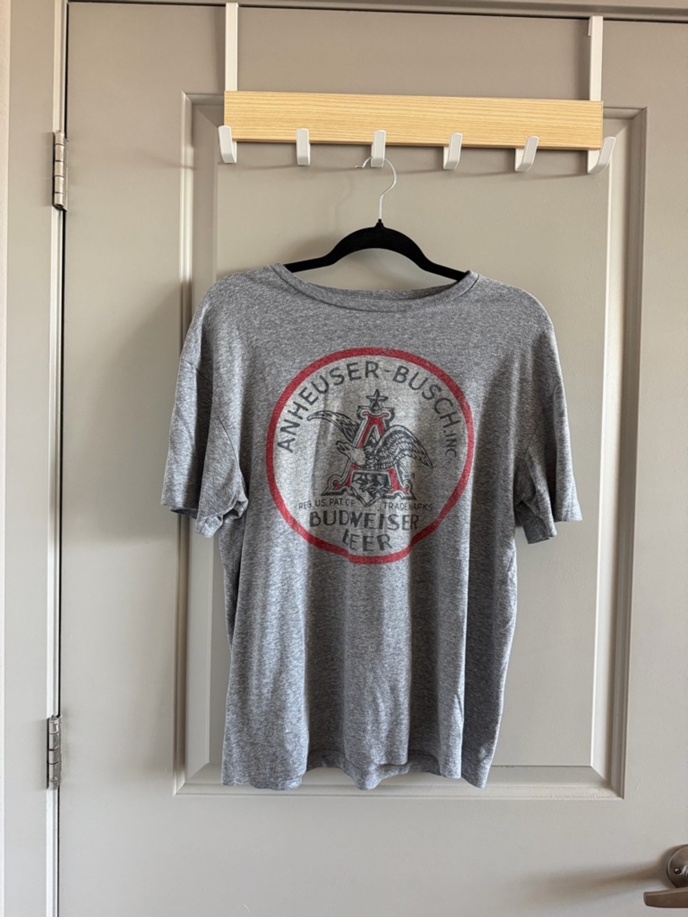 Vintage Style Budweiser Men's Grey Short Sleeve Tee
